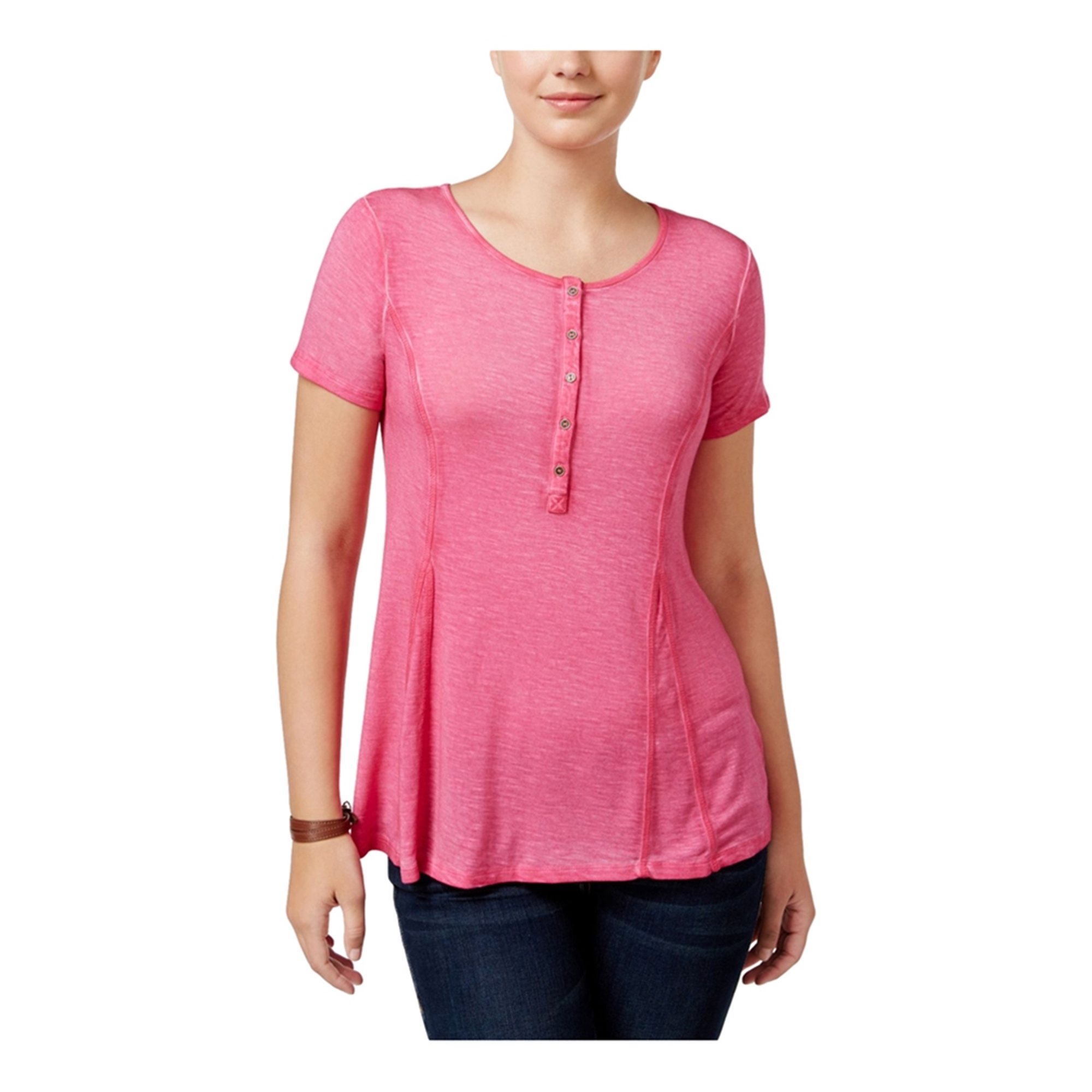 G.H. Bass \u0026 Co. Womens Flare Basic T-Shirt, Pink, Small